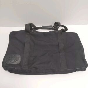 Harley Davidson Embossed Black Canvas Travel Duffel Bag 270° Zip 21x12x10 inch